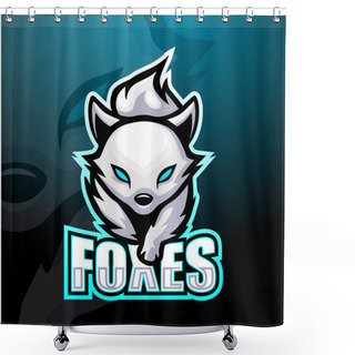 Personality  Vector Illustration Of White Foxes Mascot Esport Logo Design Shower Curtains