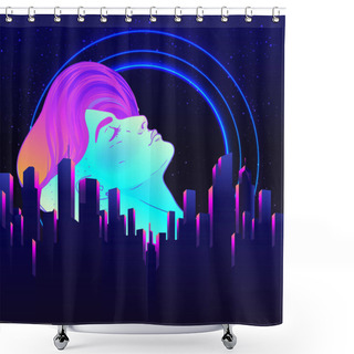 Personality  Portrait Of A Young Pretty Androgynous Woman With Short Shaved P Shower Curtains