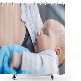 Personality  Sleeping Baby Boy Shower Curtains