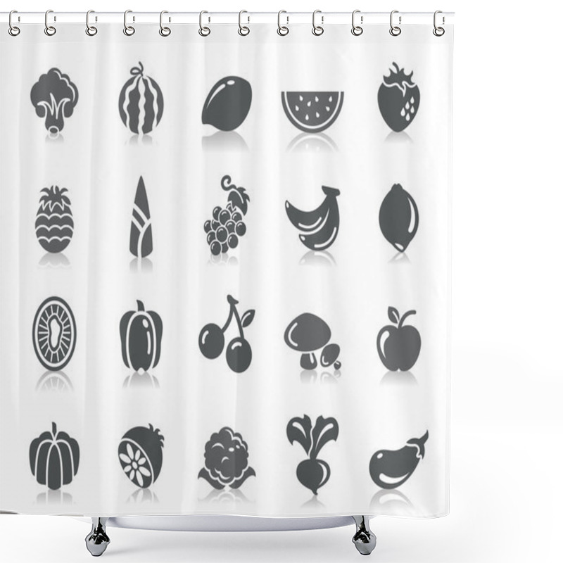 Personality  Fruit And Vegetable Icons Shower Curtains