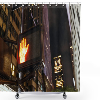 Personality  Close Up View Of New York Traffic Light And Skyscrapers, Usa Shower Curtains