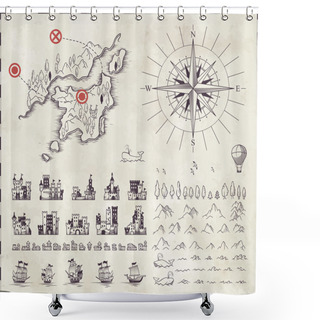 Personality  Set In Medieval Cartography Shower Curtains