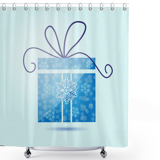 Personality  Vector Illustration Of Christmas Gift Box With Snowflakes. Shower Curtains