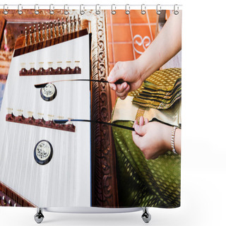 Personality  Hand Play Dulcimer, Music Instrument,Thai Wooden Dulcimer Musica Shower Curtains