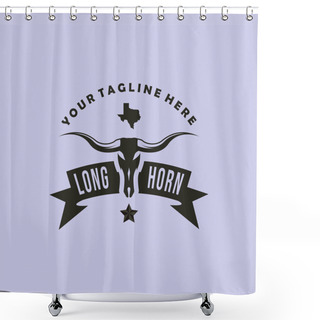 Personality  Long Horn Vintage Logo, Icon And Symbol, With Emblem Vector Illustration Design Shower Curtains