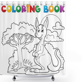 Personality  Coloring Book With Happy Kangaroo Shower Curtains