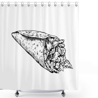 Personality  Isolated Detail Vintage Hand Drawn Food Sketch Illustration - Kebab Shower Curtains
