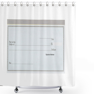 Personality  Blank Checkbook On White Desktop Shower Curtains