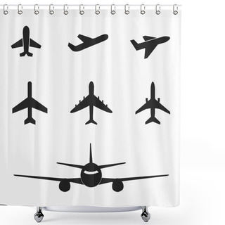 Personality  Set Of Airplane Icon On White Shower Curtains