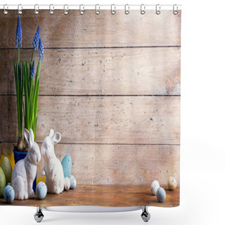Personality  Art Easter Bunny And Easter Eggs Shower Curtains