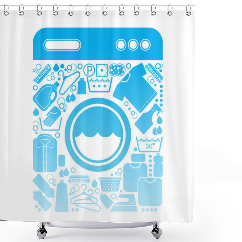 Personality  Composition with laundry symbols. shower curtains