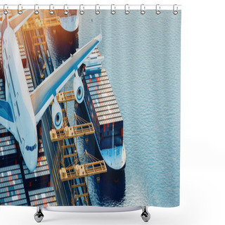 Personality  Plane Trucks Are Flying Towards The Destination With The Brighte Shower Curtains