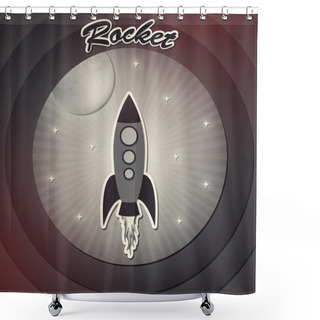 Personality  Vintage Rocket In Space Vector Illustration Shower Curtains