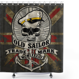 Personality  Sailor Man Skull Tee Graphic Design Shower Curtains