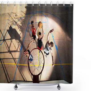 Personality  Young Basketball Players Playing With Energy Shower Curtains