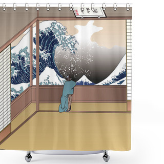 Personality  Edo Komeikaitei, Yushima, Shokoto & Great Wave Off Kanagawa Shower Curtains