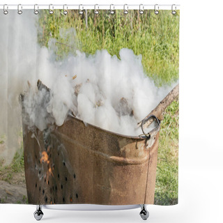 Personality  Thick Smoke From Wood Chips Combustion Shower Curtains