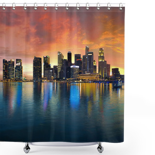 Personality  Singapore Skyline At Sunset Shower Curtains
