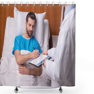 Personality  Patient Signing Medical Document Shower Curtains