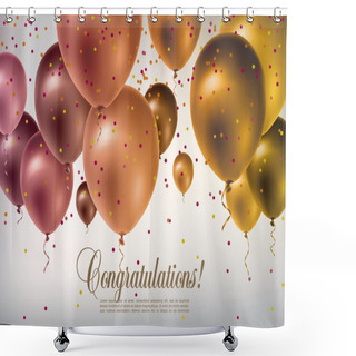 Personality  Background With Multicolored Flying Balloons And Confetti Shower Curtains