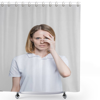 Personality  Attractive Frightened Woman Shower Curtains