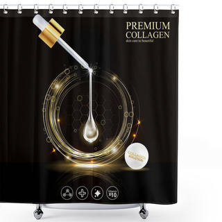 Personality  Premium Collagen Serum And Vitamin Vector Background. Shower Curtains