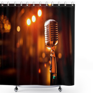 Personality  Retro Microphone On Stage Shower Curtains