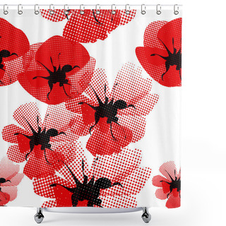 Personality  Floral Seamless Pattern With Poppy Shower Curtains