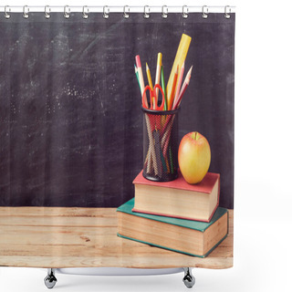 Personality   Books, Pencils And Apple Shower Curtains