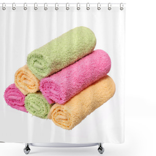 Personality  Colorful Bathroom Towels Isolated On White Background Shower Curtains