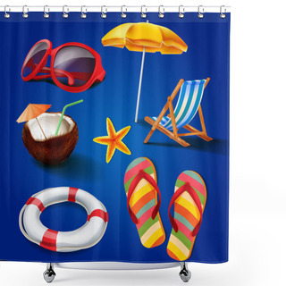 Personality  Summer Icons Illustration Shower Curtains