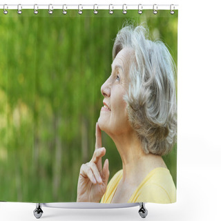 Personality  Thinking Old Woman In The Autumn Park Shower Curtains