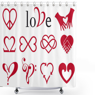 Personality  Abstract Heart Designs, Vector Set Shower Curtains
