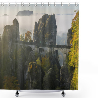 Personality  The Bastei Bridge, Saxon Switzerland National Park, Germany Shower Curtains