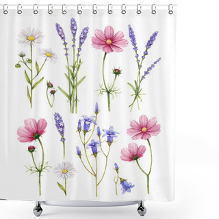 Personality  Wild Flowers Collection. Watercolor Illustrations Shower Curtains