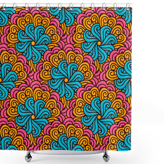 Personality  Hand Drawn Seamless Pattern With Floral Elements. Colorful Ethnic Background.  Shower Curtains