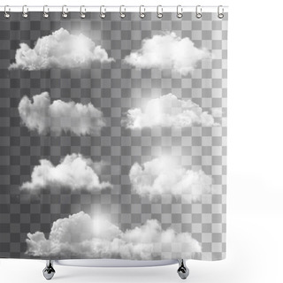 Personality  Background With A Cloudy Blue Sky. Vector. Shower Curtains