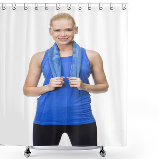 Personality  Woman Wearing Fitness Clothing Shower Curtains