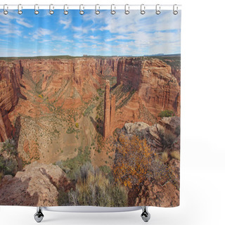 Personality  The Red Sandstone Spire Of Spider Rock At Canyon De Chelly National Monument In The Navajo Nation Near Chinle, Arizona Shower Curtains