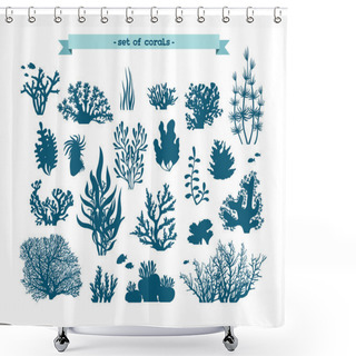 Personality  Underwater Set Of Corals And Algaes. Shower Curtains