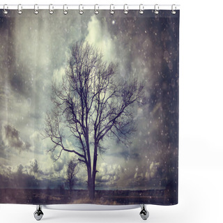 Personality  Autumn Lonely Tree Shower Curtains
