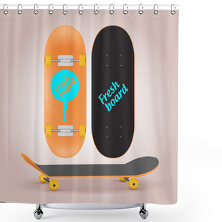 Personality  Vector Illustration Of Skateboard Upper And Lower Side Shower Curtains
