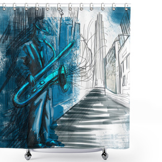 Personality  Saxophonist Shower Curtains