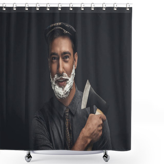 Personality  Man Shaving With Axe Shower Curtains