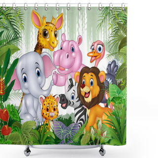 Personality  Cartoon Wild Animal In The Jungle Shower Curtains