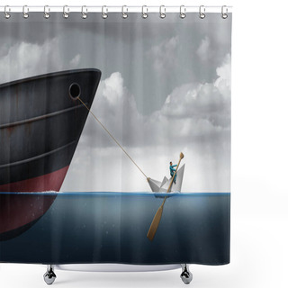 Personality  Managing Big Challenges And Strong Business Leader Concept As An Idea Of Hard Work Or The Struggles Of Life And Struggling With A Huge Problem With 3D Illustration Elements. Shower Curtains