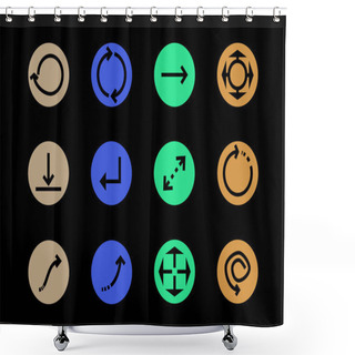 Personality  Arrows In Multicolored Circles And Different Directions Isolated On Black Shower Curtains