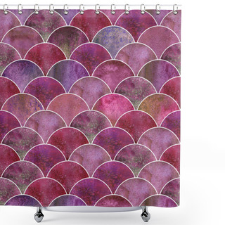 Personality  Fish Scale Wave Japanese Seamless Pattern Shower Curtains