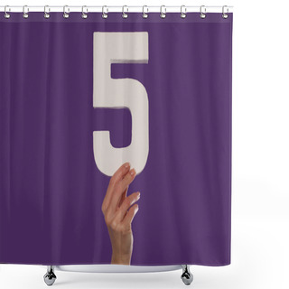 Personality  Female Hand Holding Up The Number 5 From The Bottom Shower Curtains