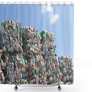 Personality  Stack Of Plastic Bottles Ready For Recycling Shower Curtains